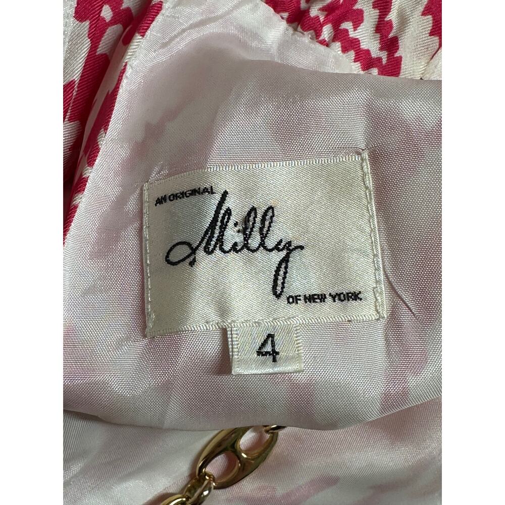 Milly Top Womens 4 Pink Geometric Sleeveless Chain Halter Silk Designer Summer - Picture 7 of 11